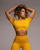 TCML Ribbed Quarter-Sleeve Crop Top